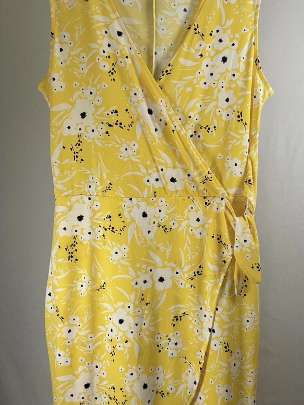 Banana Republic Yellow Floral Wrap Midi Dress